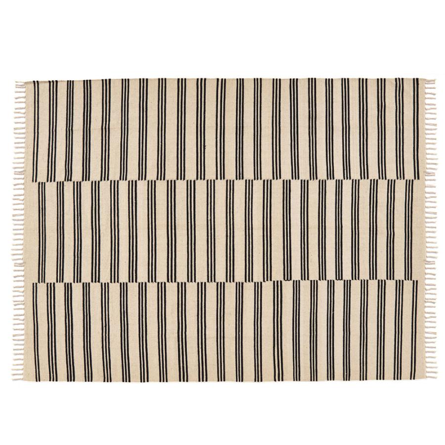 ラグ マット モノトーン ボーダー ストライプ インド製 約 200×250cm 夏用 カーペット コットン フリンジ付き インテリア おしゃれ 北欧 西海岸 34529 | ELEMENTS（インテリア） | 20