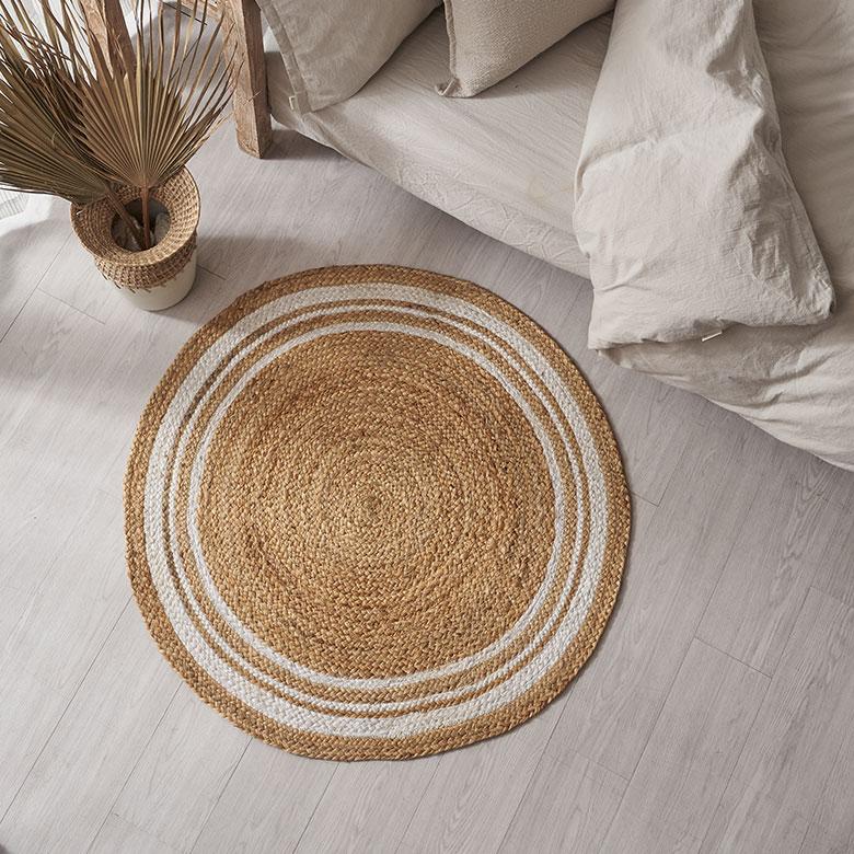 ラグ カーペット ジュート 幅90cm 90×90 円形 丸 マット インド製 麻 ライン オールシーズン 春 夏 秋 冬 ナチュラル おしゃれ 北欧  インテリア 西海岸 34530 | ELEMENTS（インテリア） | 12