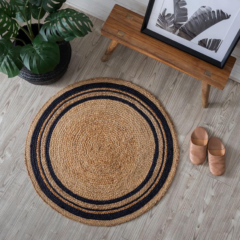 ラグ カーペット ジュート 幅90cm 90×90 円形 丸 マット インド製 麻 ライン オールシーズン 春 夏 秋 冬 ナチュラル おしゃれ 北欧  インテリア 西海岸 34530 | ELEMENTS（インテリア） | 15