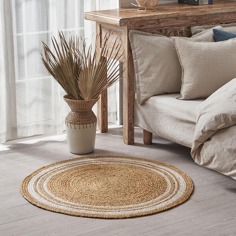 ラグ カーペット ジュート 幅90cm 90×90 円形 丸 マット インド製 麻 ライン オールシーズン 春 夏 秋 冬 ナチュラル おしゃれ 北欧  インテリア 西海岸 34530 | ELEMENTS（インテリア） | 16