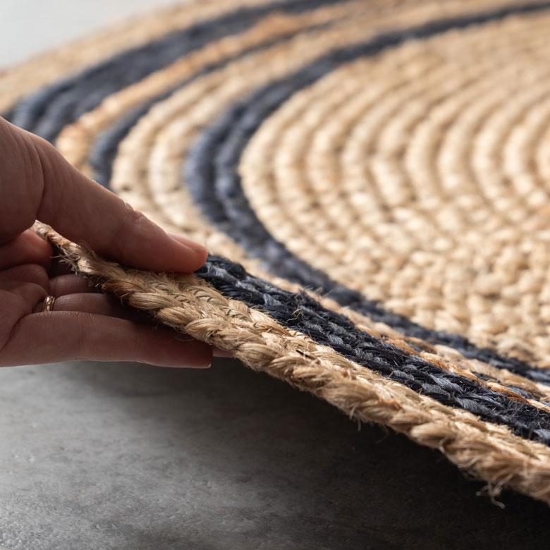 ラグ カーペット ジュート 幅90cm 90×90 円形 丸 マット インド製 麻 ライン オールシーズン 春 夏 秋 冬 ナチュラル おしゃれ 北欧  インテリア 西海岸 34530 | ELEMENTS（インテリア） | 08