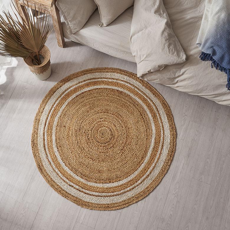 ラグ カーペット ジュート 幅120cm 120×120 円形 丸 マット インド製 麻 ライン オールシーズン 春 夏 秋 冬 ナチュラル おしゃれ インテリア 西海岸 34531 | ELEMENTS（インテリア） | 12