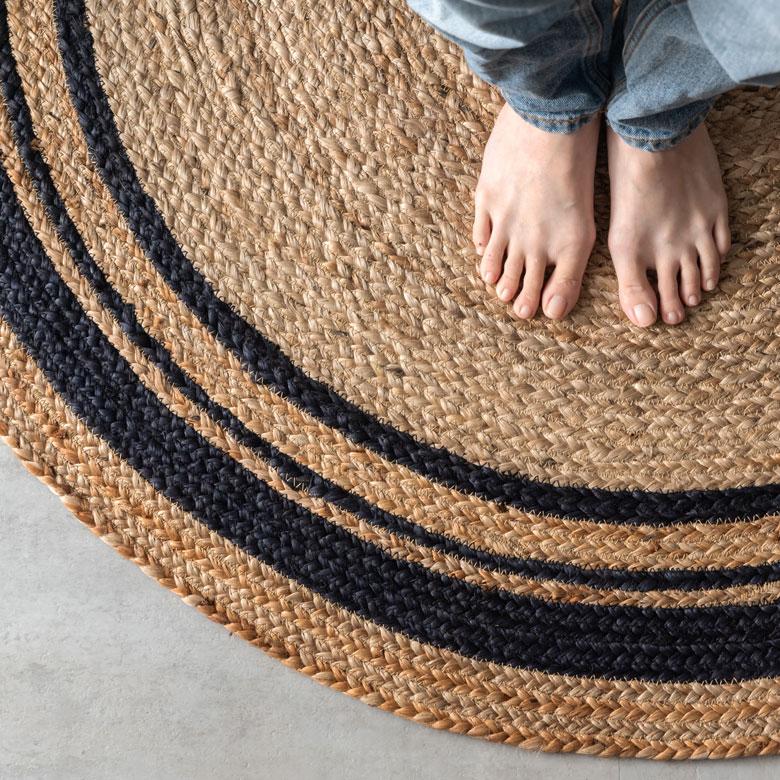 ラグ カーペット ジュート 幅120cm 120×120 円形 丸 マット インド製 麻 ライン オールシーズン 春 夏 秋 冬 ナチュラル おしゃれ インテリア 西海岸 34531 | ELEMENTS（インテリア） | 13