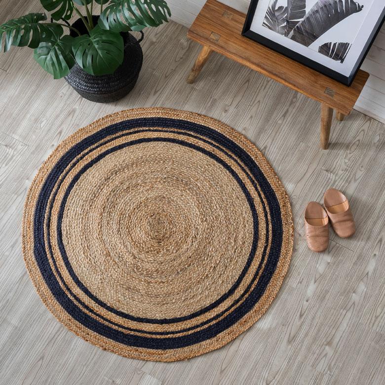 ラグ カーペット ジュート 幅120cm 120×120 円形 丸 マット インド製 麻 ライン オールシーズン 春 夏 秋 冬 ナチュラル おしゃれ インテリア 西海岸 34531 | ELEMENTS（インテリア） | 15