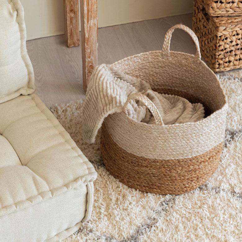かご バスケット 持ち手 付き ジュート 麻 ナチュラル  収納 ハンドル 籠 カゴ リビング 荷物 おもちゃ 入れ  ランドリー 大容量 おしゃれ 北欧  西海岸 34535 | ELEMENTS（インテリア） | 09