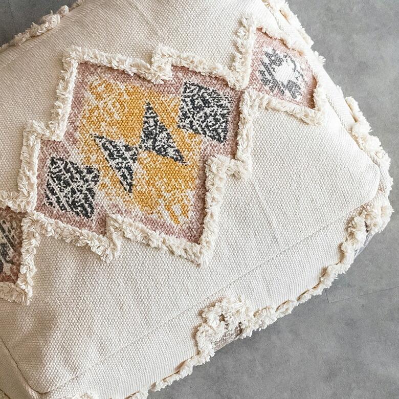 プフ raha ラーハ クッション オットマン スツール 低め キリム柄 インド製 テーブル フットレスト  ソファ 1P 一人 掛け 1人 おしゃれ 北欧 ヴィンテージ 34540 | ELEMENTS（インテリア） | 03