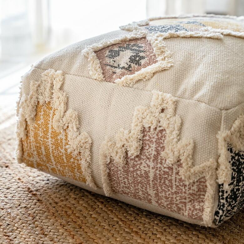 プフ raha ラーハ クッション オットマン スツール 低め キリム柄 インド製 テーブル フットレスト  ソファ 1P 一人 掛け 1人 おしゃれ 北欧 ヴィンテージ 34540 | ELEMENTS（インテリア） | 05