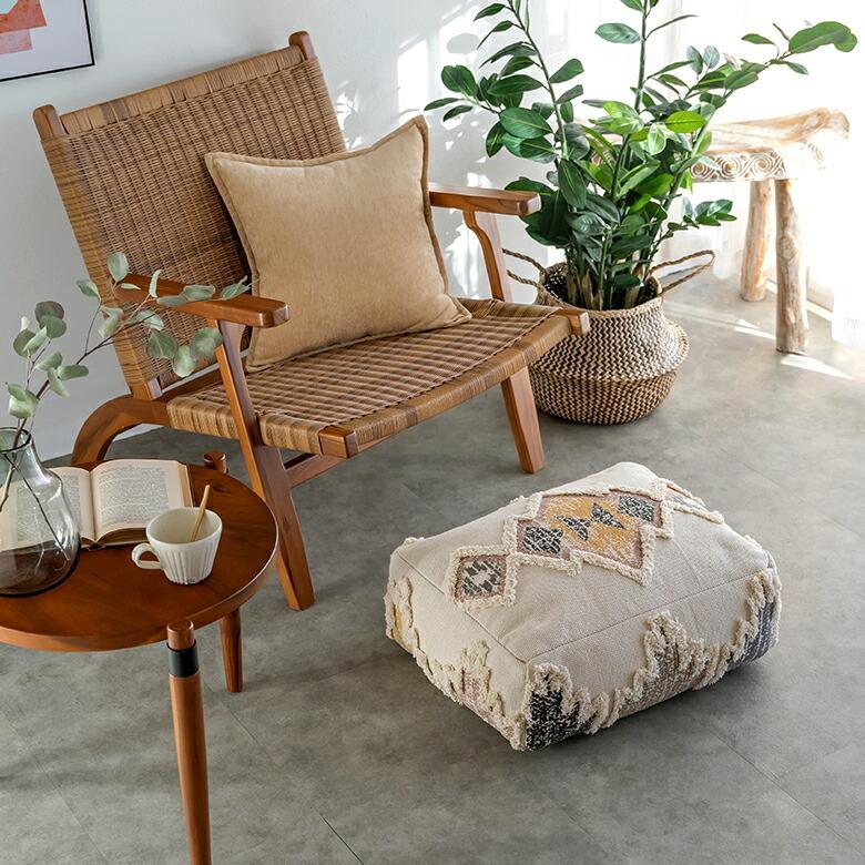 プフ raha ラーハ クッション オットマン スツール 低め キリム柄 インド製 テーブル フットレスト  ソファ 1P 一人 掛け 1人 おしゃれ 北欧 ヴィンテージ 34540 | ELEMENTS（インテリア） | 09