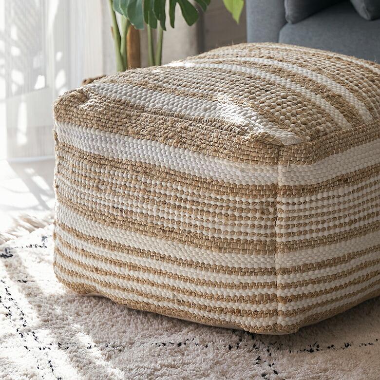 プフ raha ラーハ クッション オットマン スツール  コットン ジュート インド製 アクセント 足置き ソファ 1P 一人 掛け 1人 おしゃれ 北欧 ナチュラル 34541 | ELEMENTS（インテリア） | 12
