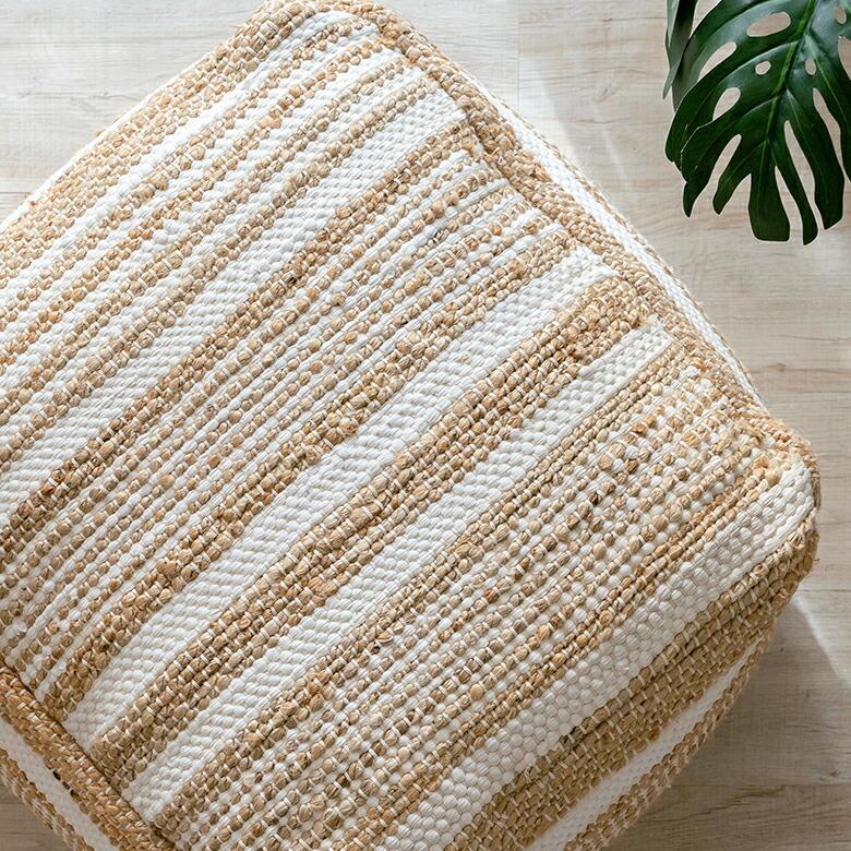 プフ raha ラーハ クッション オットマン スツール  コットン ジュート インド製 アクセント 足置き ソファ 1P 一人 掛け 1人 おしゃれ 北欧 ナチュラル 34541 | ELEMENTS（インテリア） | 04