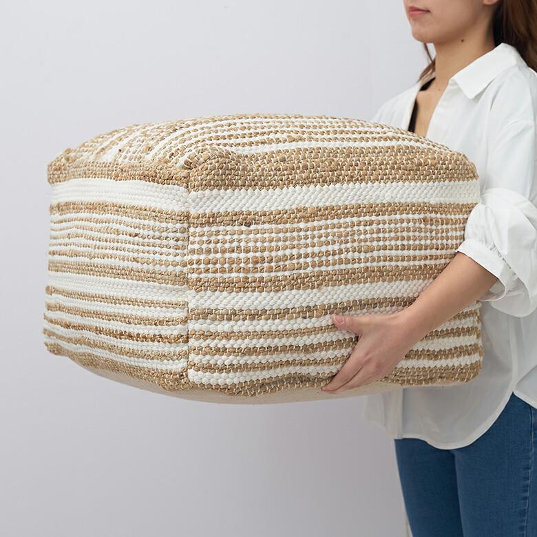 プフ raha ラーハ クッション オットマン スツール  コットン ジュート インド製 アクセント 足置き ソファ 1P 一人 掛け 1人 おしゃれ 北欧 ナチュラル 34541 | ELEMENTS（インテリア） | 08