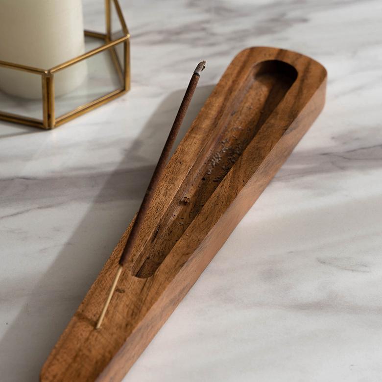 お香 立て 皿 アカシア ウッド 木製 横置 インド 製 スタンド インセンス ホルダー 受け皿 トレイ オブジェ おしゃれ エスニック BOHO 雑貨 韓国 西海岸 34542 | ブランド登録なし | 12