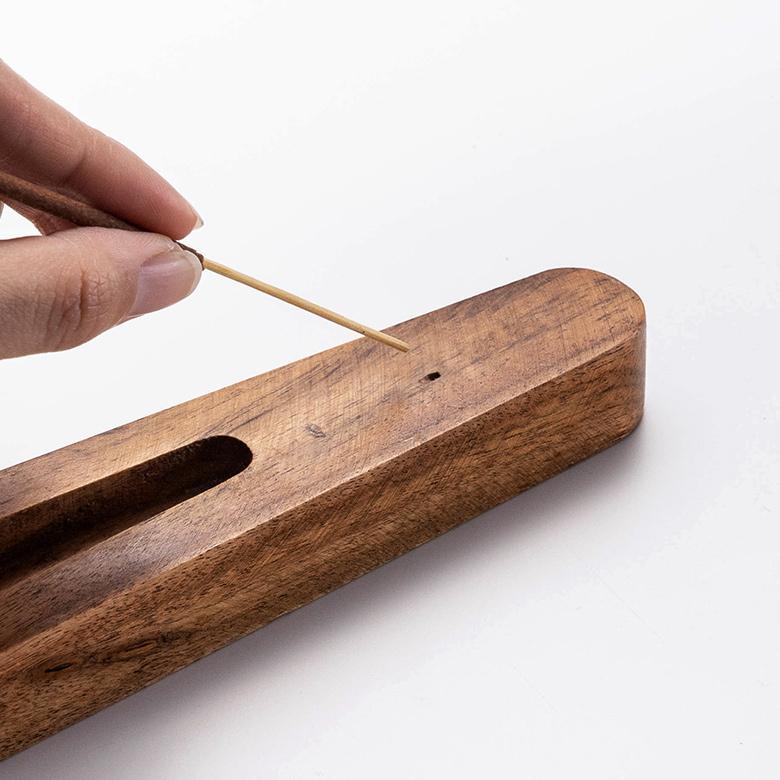 お香 立て 皿 アカシア ウッド 木製 横置 インド 製 スタンド インセンス ホルダー 受け皿 トレイ オブジェ おしゃれ エスニック BOHO 雑貨 韓国 西海岸 34542 | ブランド登録なし | 16