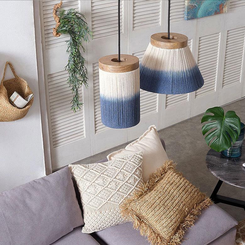 ランプ シェード ペンダント ランプ 円錐 マクラメ コットン グラデーション 天井 照明 60W LED対応 吊り下げ シーリング おしゃれ 北欧 西海岸 リゾート 34547 | ELEMENTS（インテリア） | 12