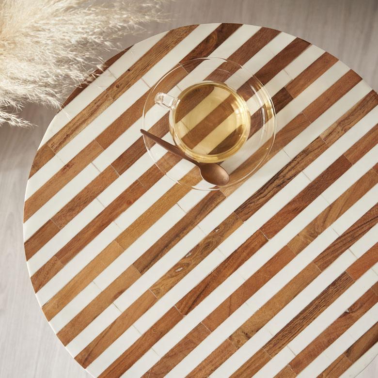 サイドテーブル 円形 ラウンド マットゴールドクロス脚 ボーダー ソファー プランター フラワースタンド 室内 屋内 おしゃれ  北欧 モダン 西海岸 34548 | ELEMENTS（インテリア） | 11