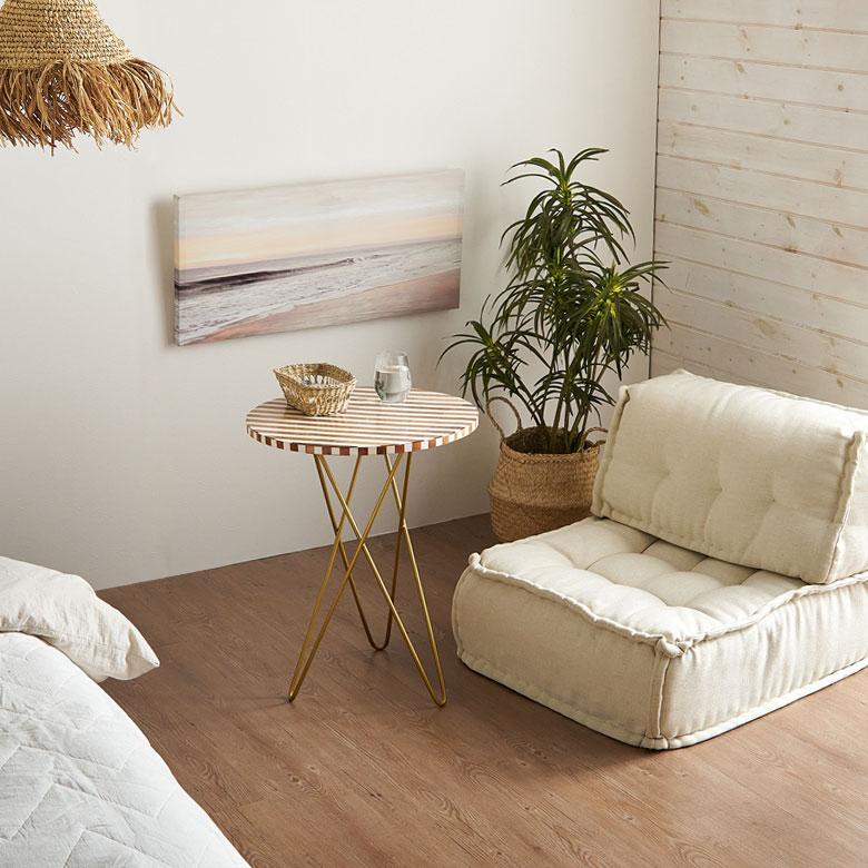 サイドテーブル 円形 ラウンド マットゴールドクロス脚 ボーダー ソファー プランター フラワースタンド 室内 屋内 おしゃれ  北欧 モダン 西海岸 34548 | ELEMENTS（インテリア） | 12