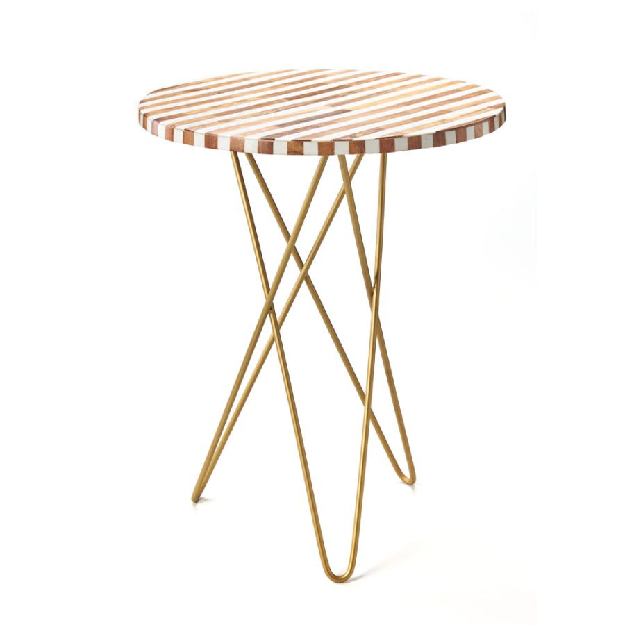 サイドテーブル 円形 ラウンド マットゴールドクロス脚 ボーダー ソファー プランター フラワースタンド 室内 屋内 おしゃれ  北欧 モダン 西海岸 34548 | ELEMENTS（インテリア） | 20