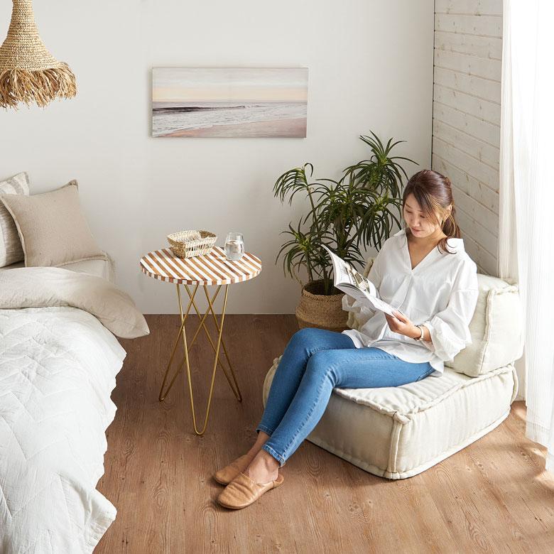 サイドテーブル 円形 ラウンド マットゴールドクロス脚 ボーダー ソファー プランター フラワースタンド 室内 屋内 おしゃれ  北欧 モダン 西海岸 34548 | ELEMENTS（インテリア） | 04