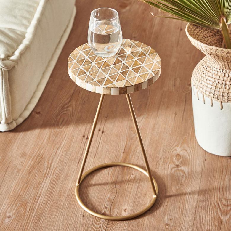 サイドテーブル 円形 ラウンド マットゴールド ジオメトリック ソファー プランター フラワースタンド 室内 屋内 おしゃれ おしゃれ モダン 西海岸 34549 | ELEMENTS（インテリア）