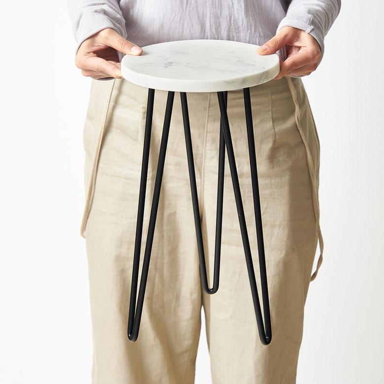 サイドテーブル 円形 ラウンド マットブラック脚 天然大理石 ソファ プランター 花台 フラワースタンド 室内 屋内 おしゃれ モダン 西海岸 34550 | ELEMENTS（インテリア） | 14