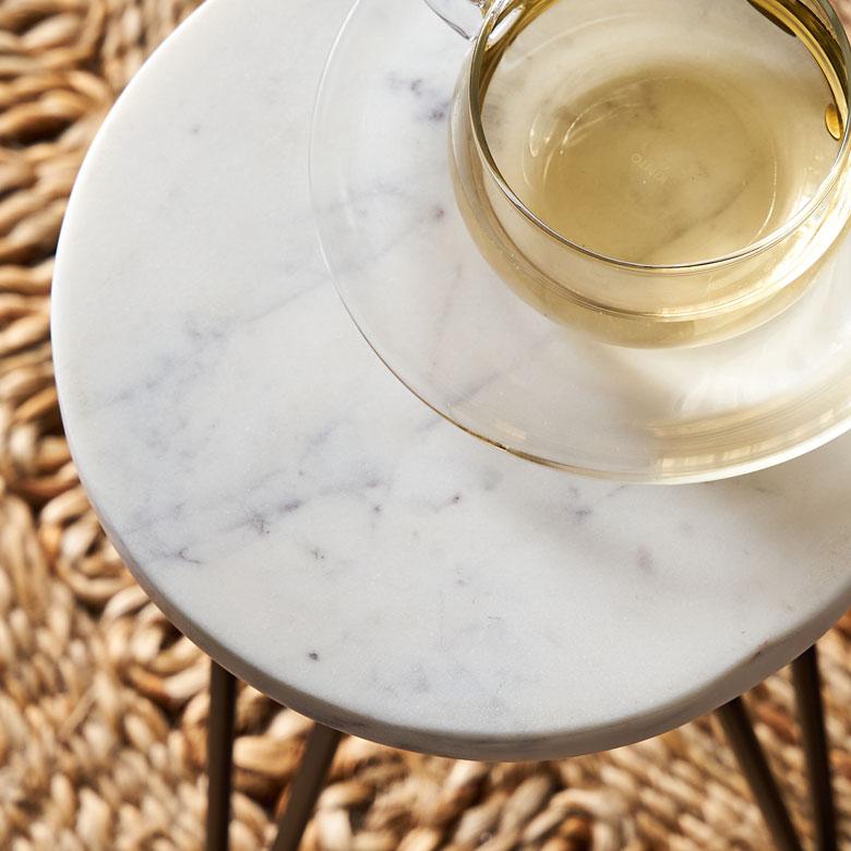 サイドテーブル 円形 ラウンド マットブラック脚 天然大理石 ソファ プランター 花台 フラワースタンド 室内 屋内 おしゃれ モダン 西海岸 34550 | ELEMENTS（インテリア） | 02