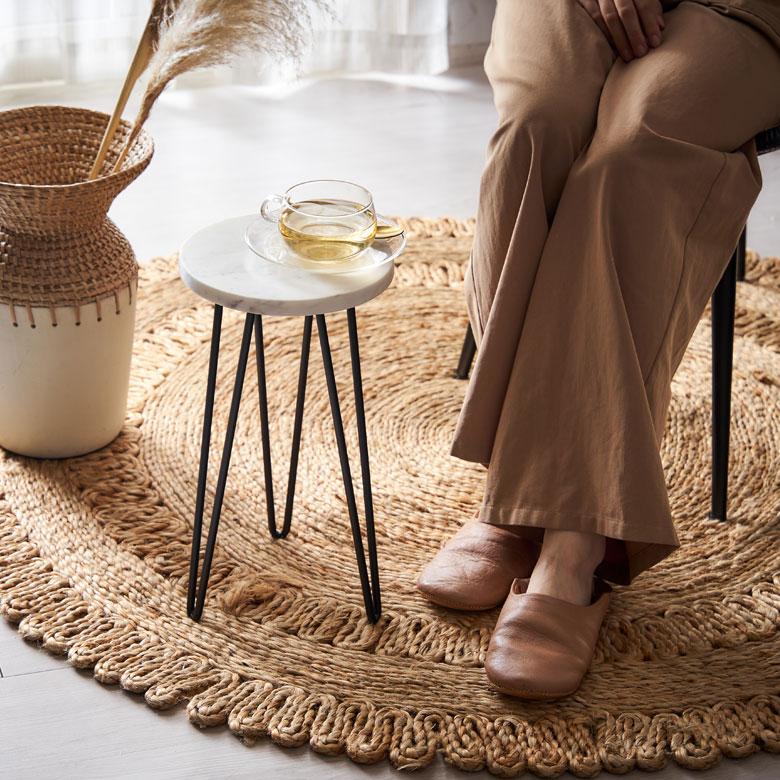 サイドテーブル 円形 ラウンド マットブラック脚 天然大理石 ソファ プランター 花台 フラワースタンド 室内 屋内 おしゃれ モダン 西海岸 34550 | ELEMENTS（インテリア） | 04