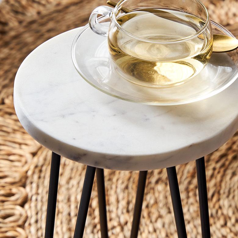 サイドテーブル 円形 ラウンド マットブラック脚 天然大理石 ソファ プランター 花台 フラワースタンド 室内 屋内 おしゃれ モダン 西海岸 34550 | ELEMENTS（インテリア） | 09