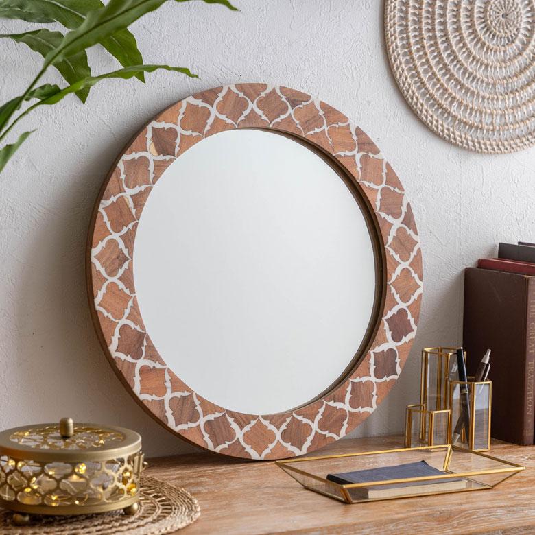 鏡 壁掛けミラー 円形 丸型 モロッカン柄 かがみ ウォール 化粧鏡 立て掛け鏡 リビング 寝室 玄関 トイレ  おしゃれ モロッカン 西海岸 34551 | ELEMENTS（インテリア） | 12