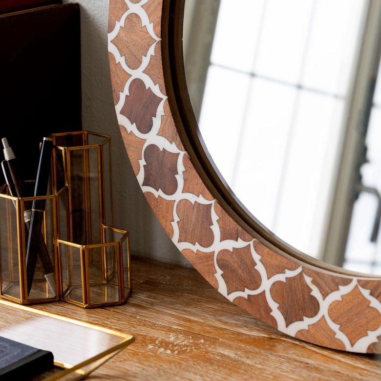 鏡 壁掛けミラー 円形 丸型 モロッカン柄 かがみ ウォール 化粧鏡 立て掛け鏡 リビング 寝室 玄関 トイレ  おしゃれ モロッカン 西海岸 34551 | ELEMENTS（インテリア） | 13