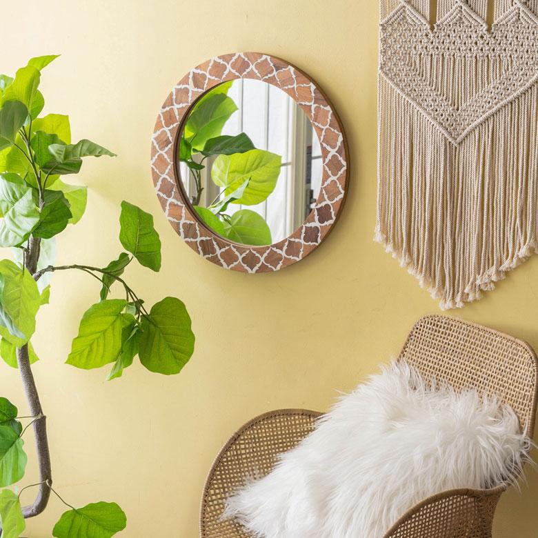 鏡 壁掛けミラー 円形 丸型 モロッカン柄 かがみ ウォール 化粧鏡 立て掛け鏡 リビング 寝室 玄関 トイレ  おしゃれ モロッカン 西海岸 34551 | ELEMENTS（インテリア） | 15