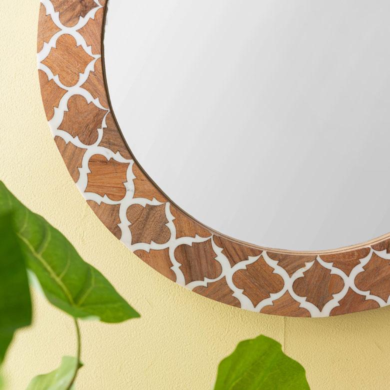 鏡 壁掛けミラー 円形 丸型 モロッカン柄 かがみ ウォール 化粧鏡 立て掛け鏡 リビング 寝室 玄関 トイレ  おしゃれ モロッカン 西海岸 34551 | ELEMENTS（インテリア） | 17