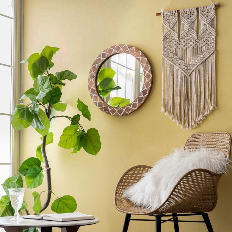 鏡 壁掛けミラー 円形 丸型 モロッカン柄 かがみ ウォール 化粧鏡 立て掛け鏡 リビング 寝室 玄関 トイレ  おしゃれ モロッカン 西海岸 34551 | ELEMENTS（インテリア） | 01