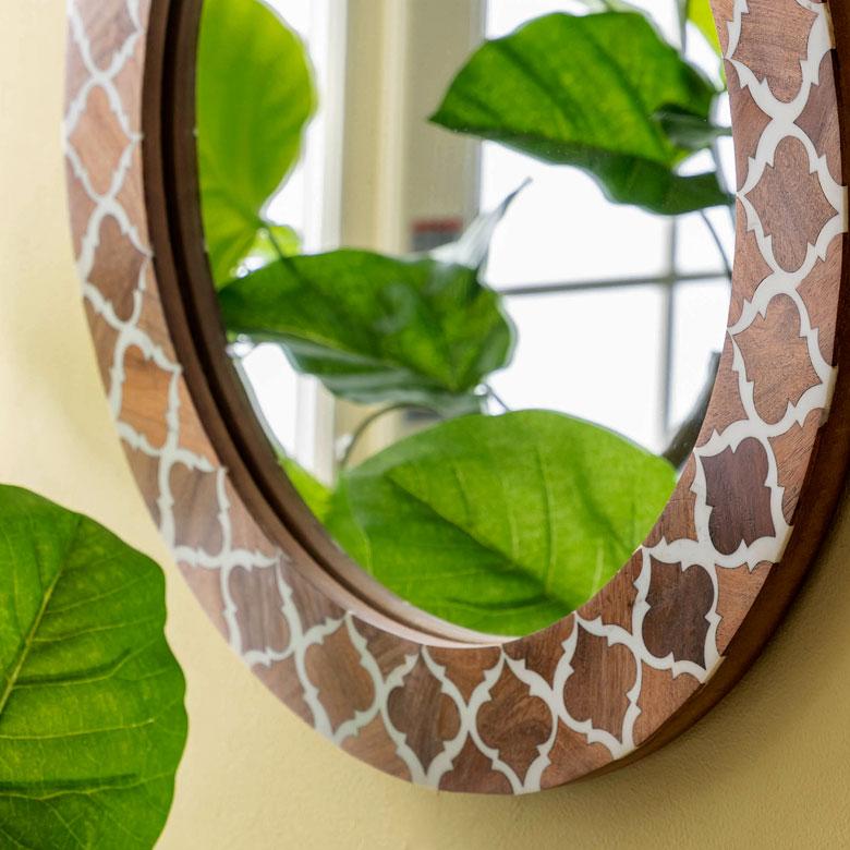 鏡 壁掛けミラー 円形 丸型 モロッカン柄 かがみ ウォール 化粧鏡 立て掛け鏡 リビング 寝室 玄関 トイレ  おしゃれ モロッカン 西海岸 34551 | ELEMENTS（インテリア） | 02