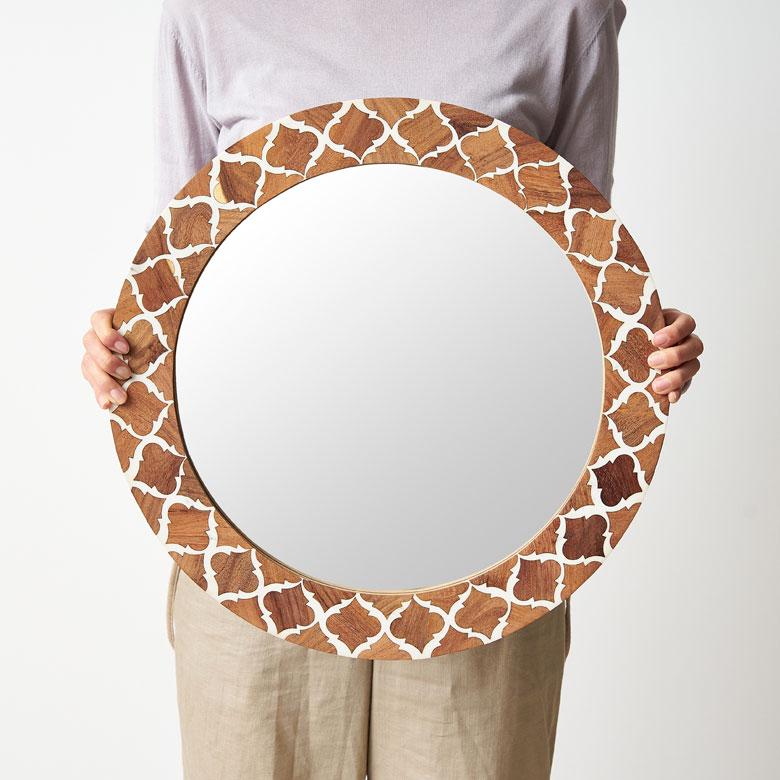 鏡 壁掛けミラー 円形 丸型 モロッカン柄 かがみ ウォール 化粧鏡 立て掛け鏡 リビング 寝室 玄関 トイレ  おしゃれ モロッカン 西海岸 34551 | ELEMENTS（インテリア） | 06