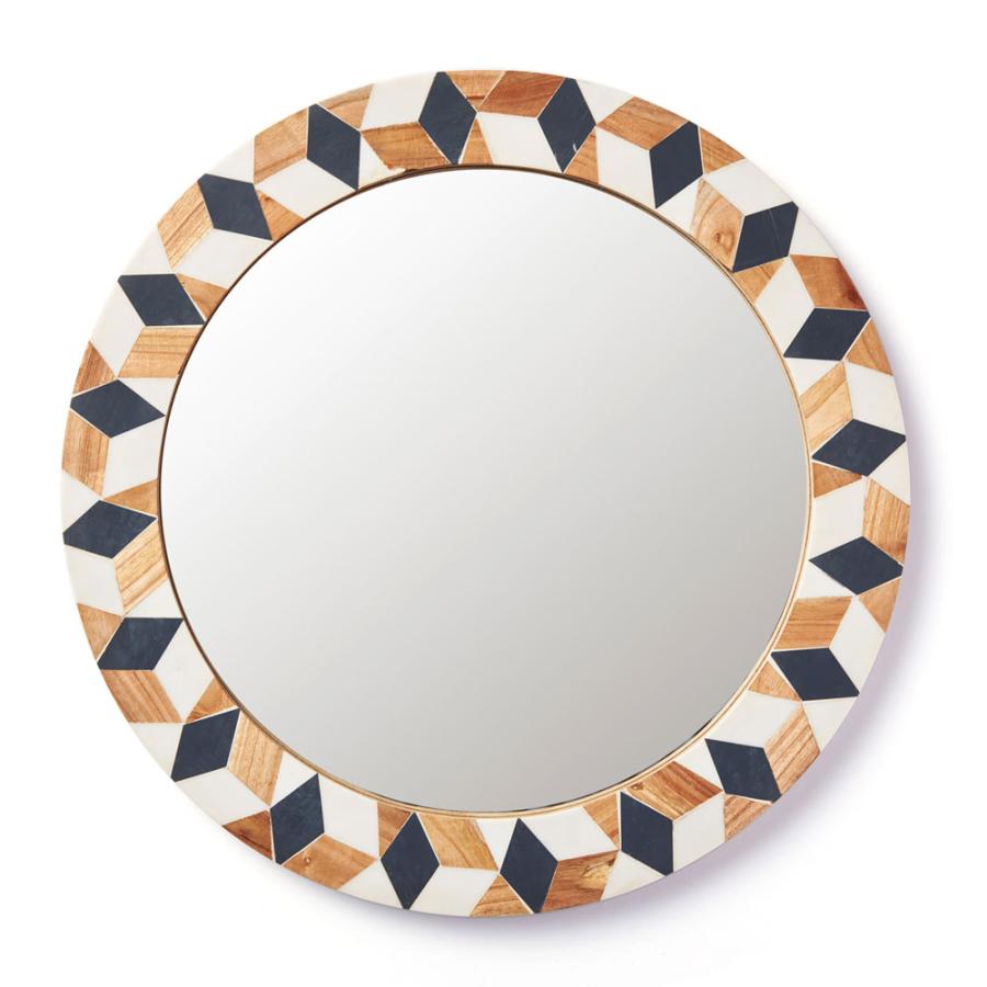 鏡 壁掛け鏡 円形 丸型 ジオメトリック柄 かがみ ウォールミラー 化粧鏡 立て掛け鏡 リビング 寝室 玄関 トイレ  おしゃれ モロッカン 西海岸 34552 | ELEMENTS（インテリア） | 19