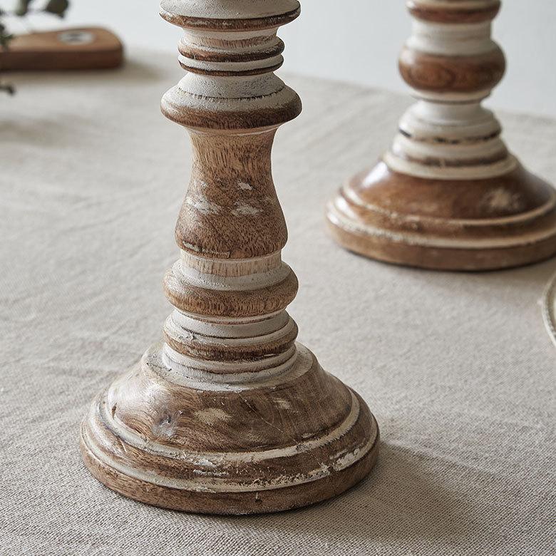 キャンドルスタンド ホワイトウォッシュ木製 ラウンド型 Sサイズ ロウソク 立て デコレーション  インテリア おしゃれ  アンティーク風 西海岸 34553 | ELEMENTS（インテリア） | 11