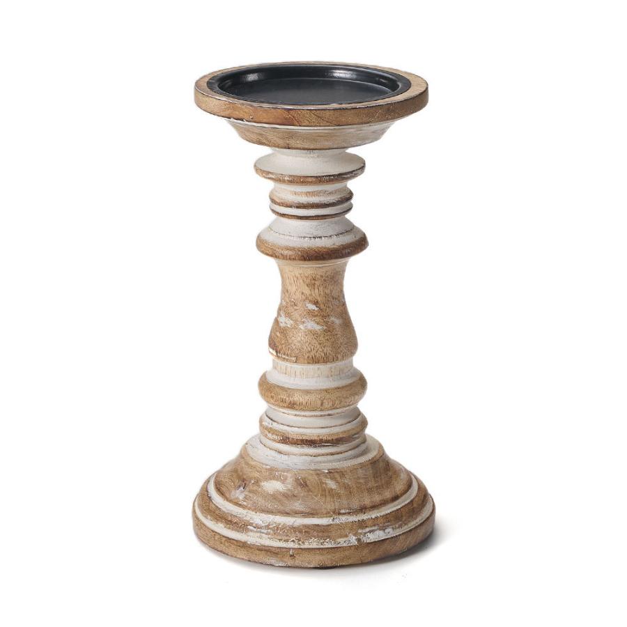 キャンドルスタンド ホワイトウォッシュ木製 ラウンド型 Sサイズ ロウソク 立て デコレーション  インテリア おしゃれ  アンティーク風 西海岸 34553 | ELEMENTS（インテリア） | 20