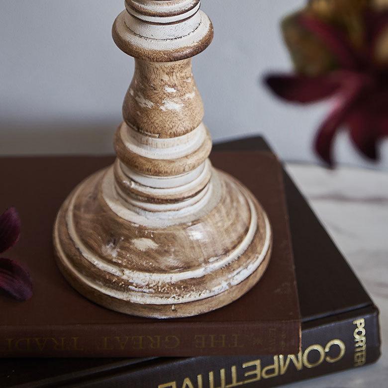 キャンドルスタンド ホワイトウォッシュ木製 ラウンド型 Sサイズ ロウソク 立て デコレーション  インテリア おしゃれ  アンティーク風 西海岸 34553 | ELEMENTS（インテリア） | 03