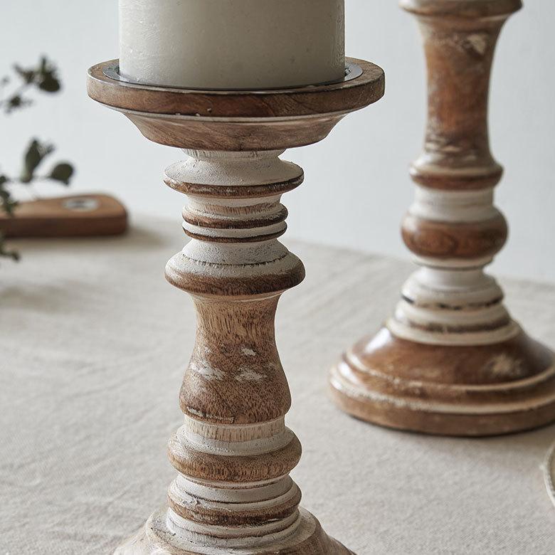 キャンドルスタンド ホワイトウォッシュ木製 ラウンド型 Sサイズ ロウソク 立て デコレーション  インテリア おしゃれ  アンティーク風 西海岸 34553 | ELEMENTS（インテリア） | 06