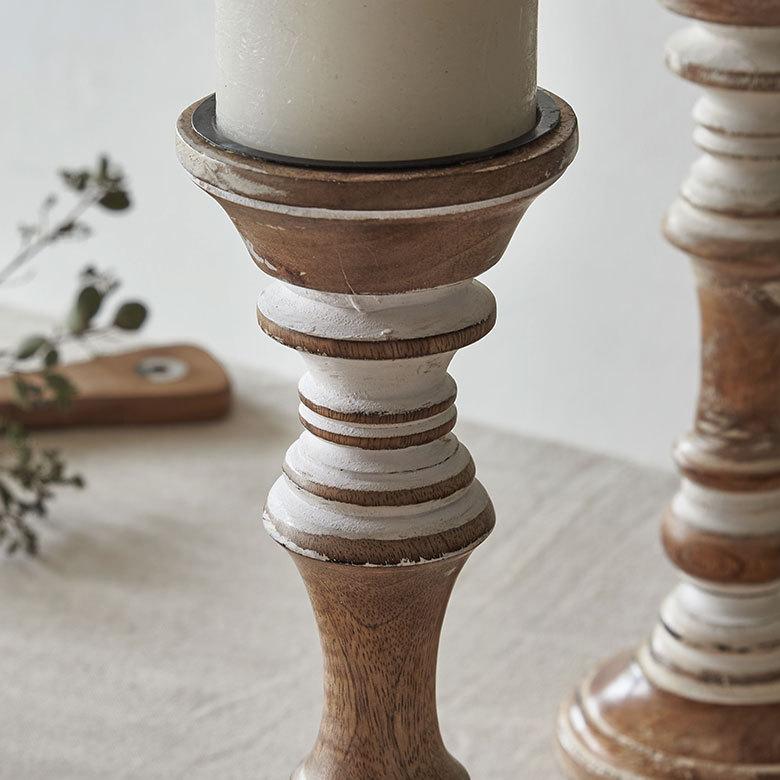 キャンドルスタンド ホワイトウォッシュ 木製 ラウンド型 Mサイズ ロウソク 立て デコレーション  インテリア おしゃれ  アンティーク風 西海岸 34554 | ELEMENTS（インテリア） | 06