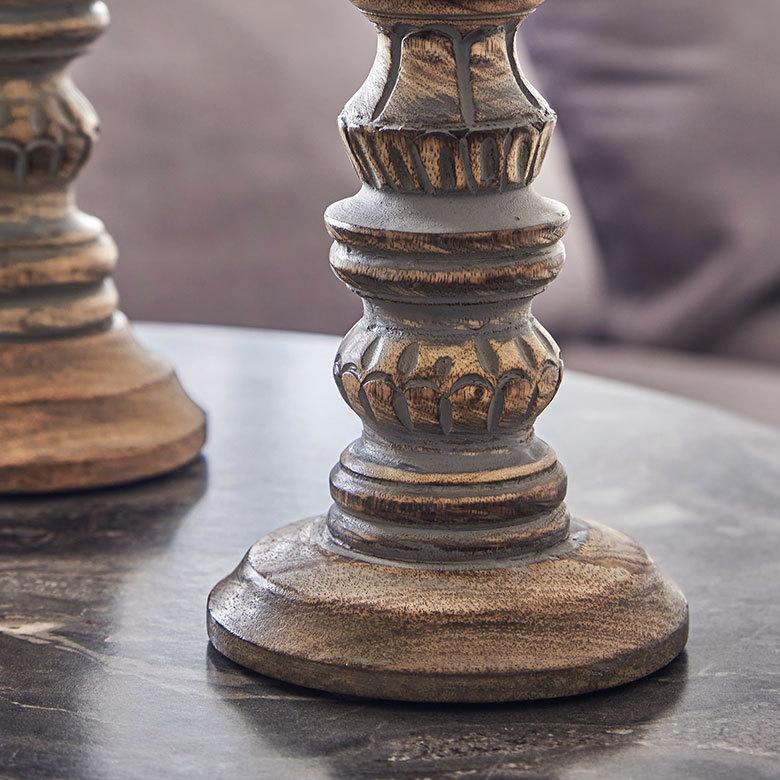 キャンドルホルダー グレイウォッシュ 木製 ラウンド型 Sサイズ ロウソク 立て デコレーション  インテリア おしゃれ  アンティーク風 西海岸 34555 | ELEMENTS（インテリア） | 06