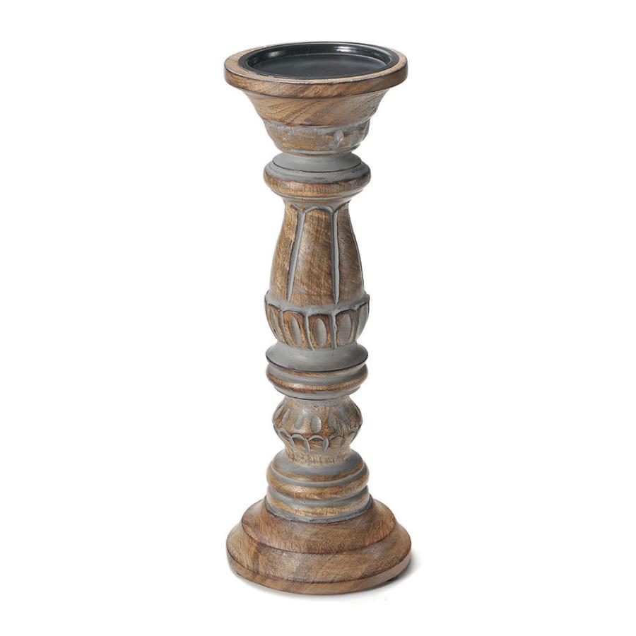キャンドルホルダー グレイウォッシュ 木製 ラウンド型 Mサイズ ロウソク 立て デコレーション  インテリア おしゃれ  アンティーク風 西海岸 34556 | ELEMENTS（インテリア） | 20
