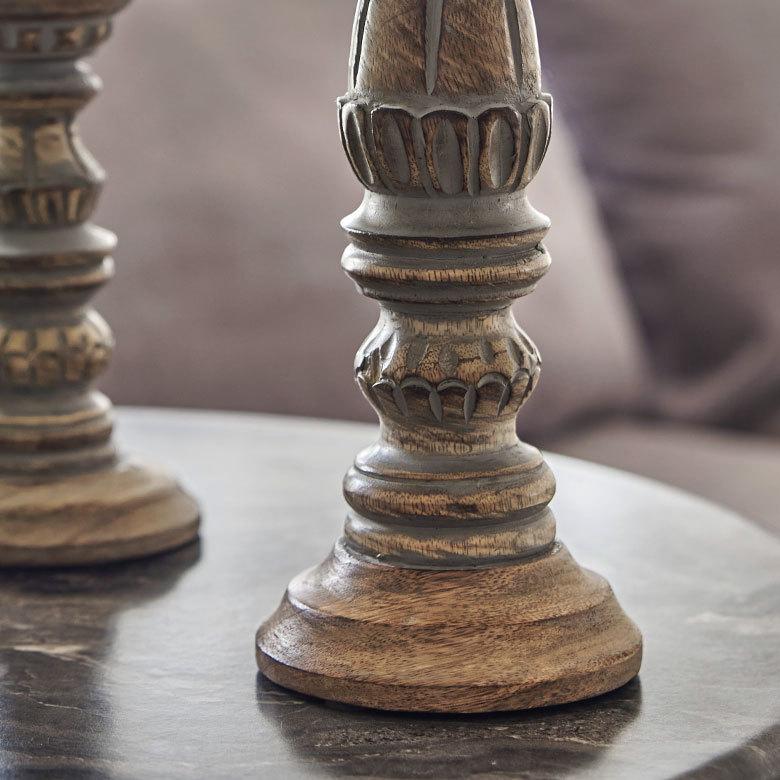 キャンドルホルダー グレイウォッシュ 木製 ラウンド型 Mサイズ ロウソク 立て デコレーション  インテリア おしゃれ  アンティーク風 西海岸 34556 | ELEMENTS（インテリア） | 06