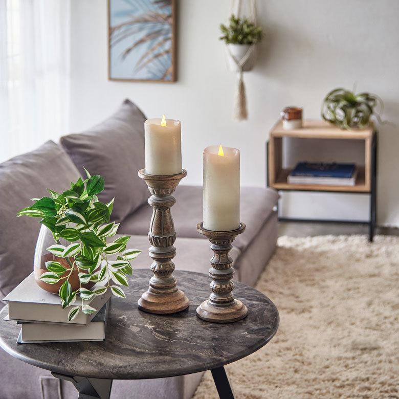 ロウソク立て インテリア ELEMENTS（インテリア） キャンドルホルダー グレイウォッシュ