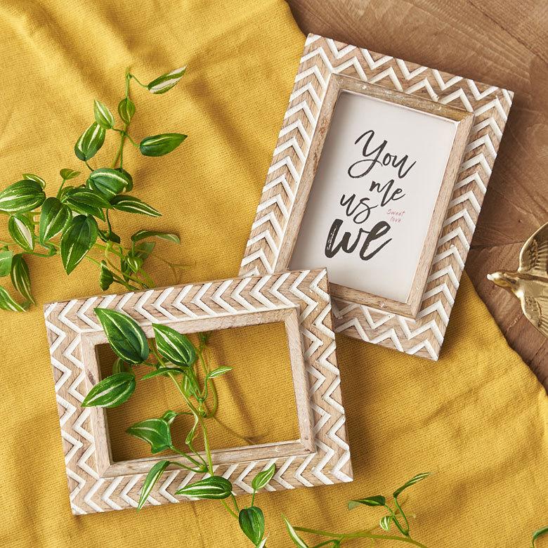 フォトフレーム 写真立て 木製 マンゴーウッド シェブロン 縦 横置き スタンド 壁掛け ホワイトウォッシュ おしゃれ インテリア 西海岸 [34561] | ELEMENTS（インテリア） | 10