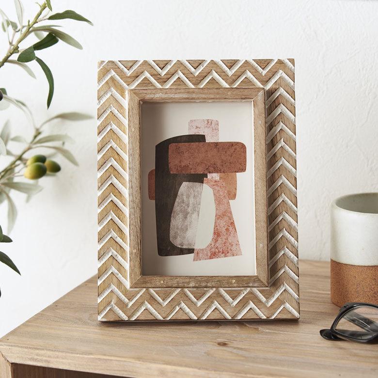 フォトフレーム 写真立て 木製 マンゴーウッド シェブロン 縦 横置き スタンド 壁掛け ホワイトウォッシュ おしゃれ インテリア 西海岸 [34561] | ELEMENTS（インテリア） | 05