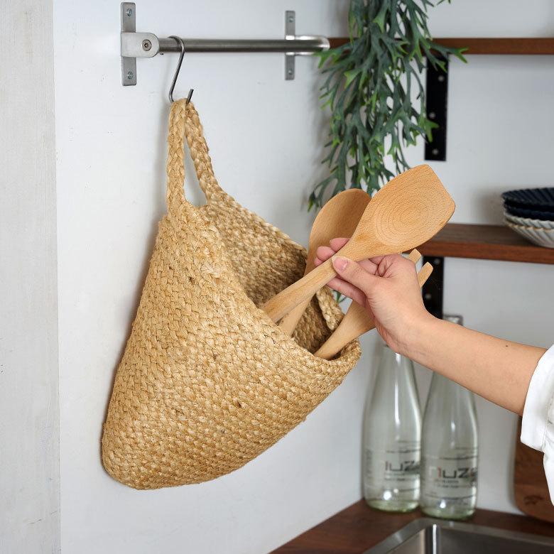 バスケット 吊り下げ かご カゴ ジュート 麻 円形 Sサイズ 収納 ハンギング 壁掛け プランター クローゼット インテリア おしゃれ 北欧 西海岸 雑貨 34564 | ELEMENTS（インテリア） | 07