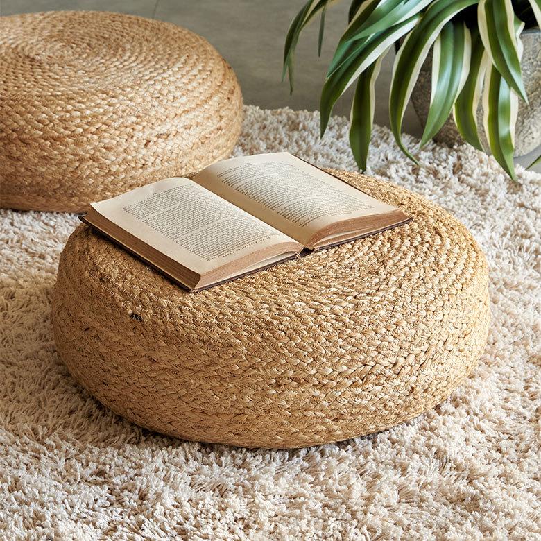 ジュート　大型　フロアクッション　丸型　円形　Φ70cm 座布団 フロア クッション 座布団 ジュート 麻 丸型 円形 ラウンド