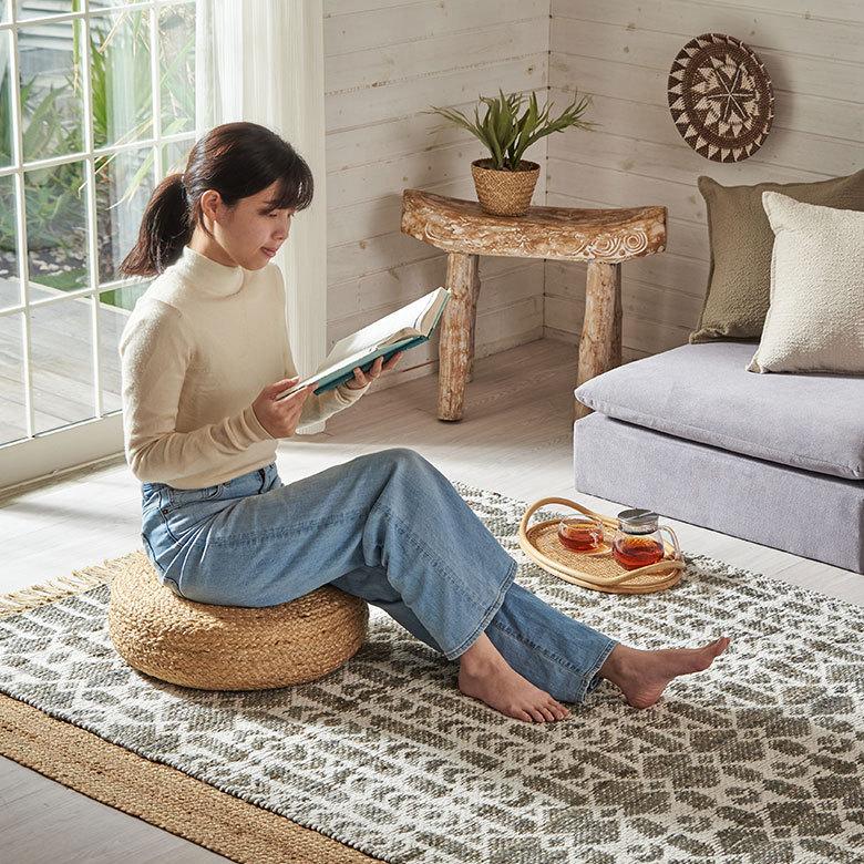 ジュート　大型　フロアクッション　丸型　円形　Φ70cm 座布団 フロア クッション 座布団 ジュート 麻 丸型 円形 ラウンド