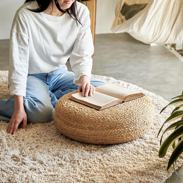 フロア クッション 座布団 ジュート 麻 丸型 円形 ラウンド
